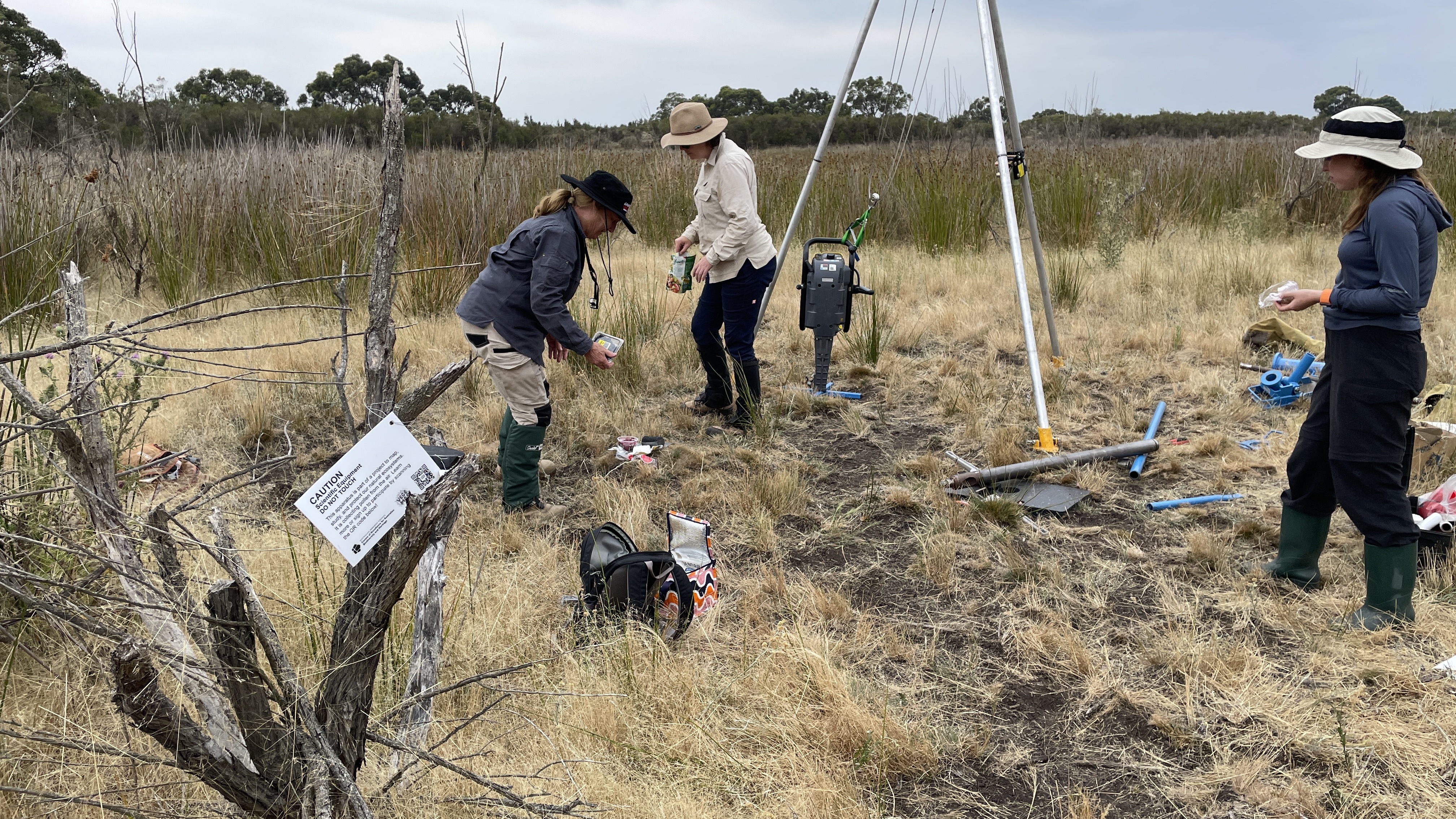 Setting up in the field.